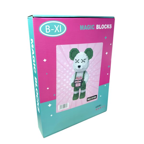 Конструктор Magic Blocks у вигляді ведмедика Bearbrick з подарунком Колір: Зелений 43 см A5000040 фото