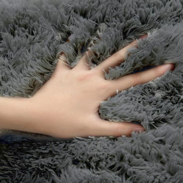 Хутряний ворсистий килимок Травичка 1х2м  / Темно-сірий приліжковий килимок з довгим ворсом A1011002 фото