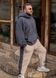 Мужской костюм Тэдди с полосками серо-бежевый S-M, худи + штаны. A20033035 фото 1