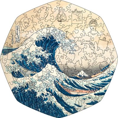 Фигурный деревянный пазл Большая волна в Канагаве (Хокусай) L 939 фото