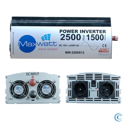 Перетворювач напруги, інвертор (12-220V) 2500W  з чистим синусом Maxwatt 2500w ( Турція) 00550019 фото