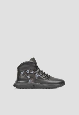 Шкіряні чоловічі чорні черевики з камуфляжем 4150OPTION25156 фото