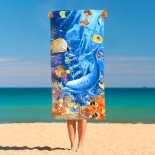 Рушник махровий 100% Cotton “Дельфіни”. Beach towel “Dolphins” A001935 фото