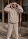 Мужской костюм Тэдди с полосками бежевый XXL-XXXL, худи + штаны. A20033034 фото 4