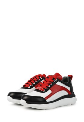 Кожаные кроссовки комбинированные красные белые черные 3705OPTION26686 фото