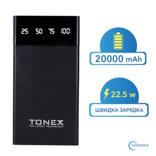 Портативний зарядний пристрій PowerBank 20000 mAh TONEX TX-200 A7000004 фото