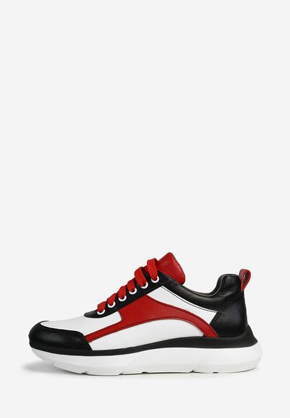 Шкіряні кросівки комбіновані червоні білі чорні 3705OPTION26686 фото