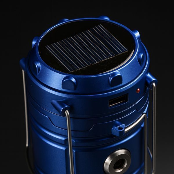 Великий розсувний кемпінговий ліхтар SOLAR CAMPING LAMP HT-5900 із сонячною батареєю (чорний, синій,золотистий) 21000026 фото