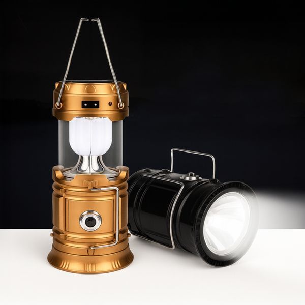 Великий розсувний кемпінговий ліхтар SOLAR CAMPING LAMP HT-5900 із сонячною батареєю (чорний, синій,золотистий) 21000026 фото