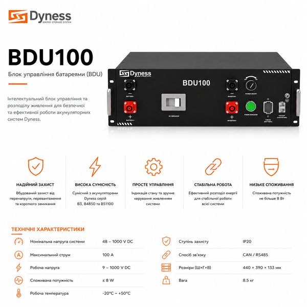 Модуль управления аккумуляторной системой DYNESS BDU100 A2268000901 фото