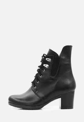 Класичні чорні шкіряні жіночі черевики на підборах 3599OPTION19923 фото