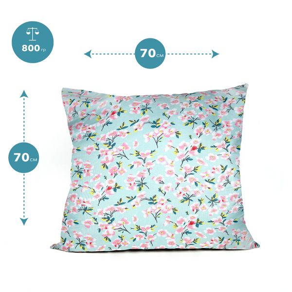 Подушка для сну 70х70, тканина полікотон блакитні квіти A1001030 фото
